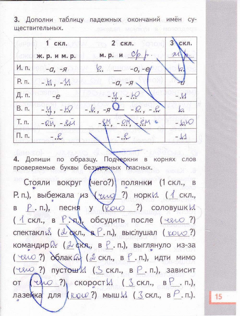 гдз 4 класс рабочая тетрадь часть 2 страница 15 русский язык Желтовская, Калинина