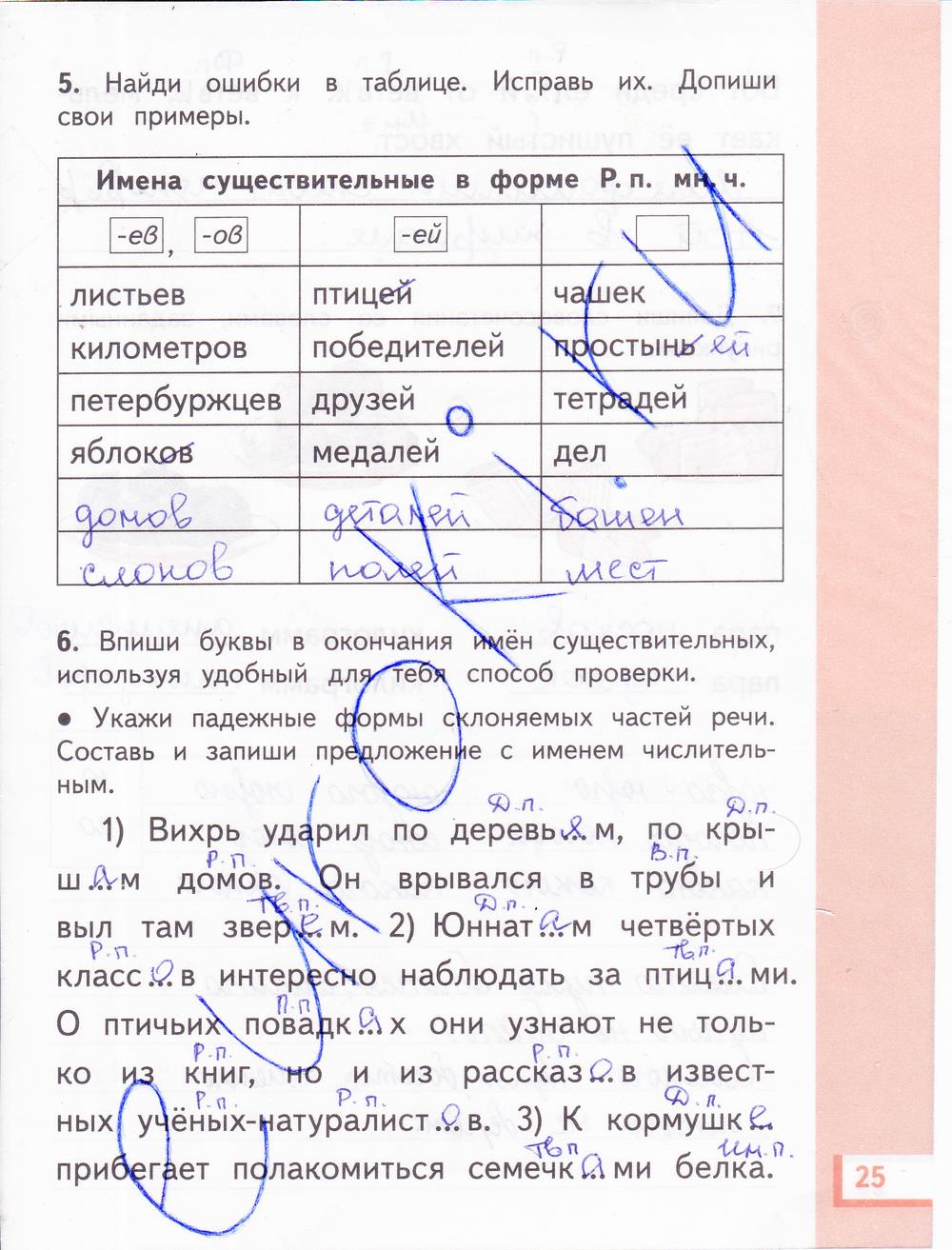 гдз 4 класс рабочая тетрадь часть 2 страница 25 русский язык Желтовская, Калинина