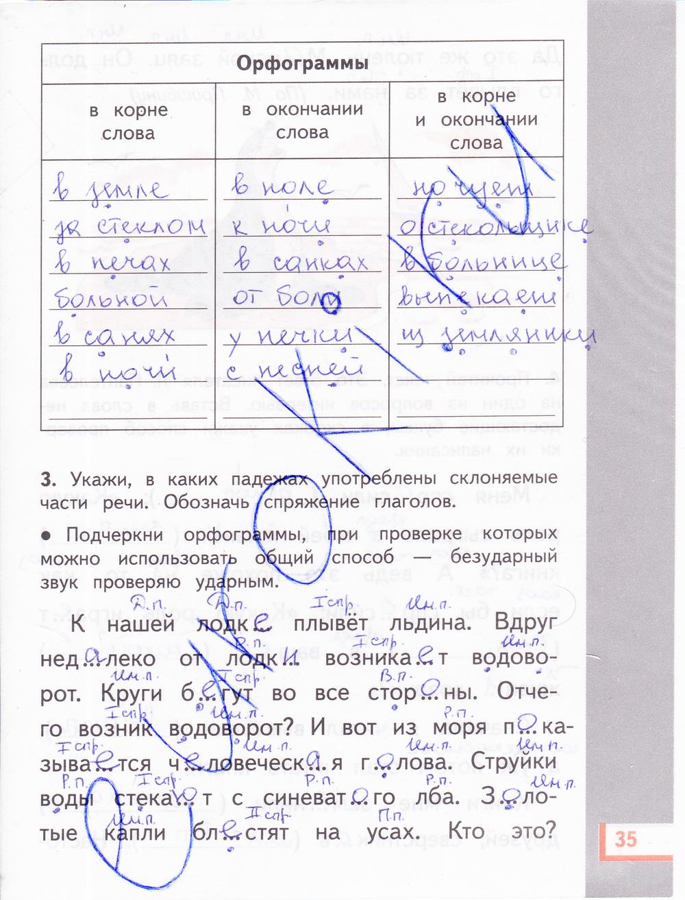 гдз 4 класс рабочая тетрадь часть 2 страница 35 русский язык Желтовская, Калинина