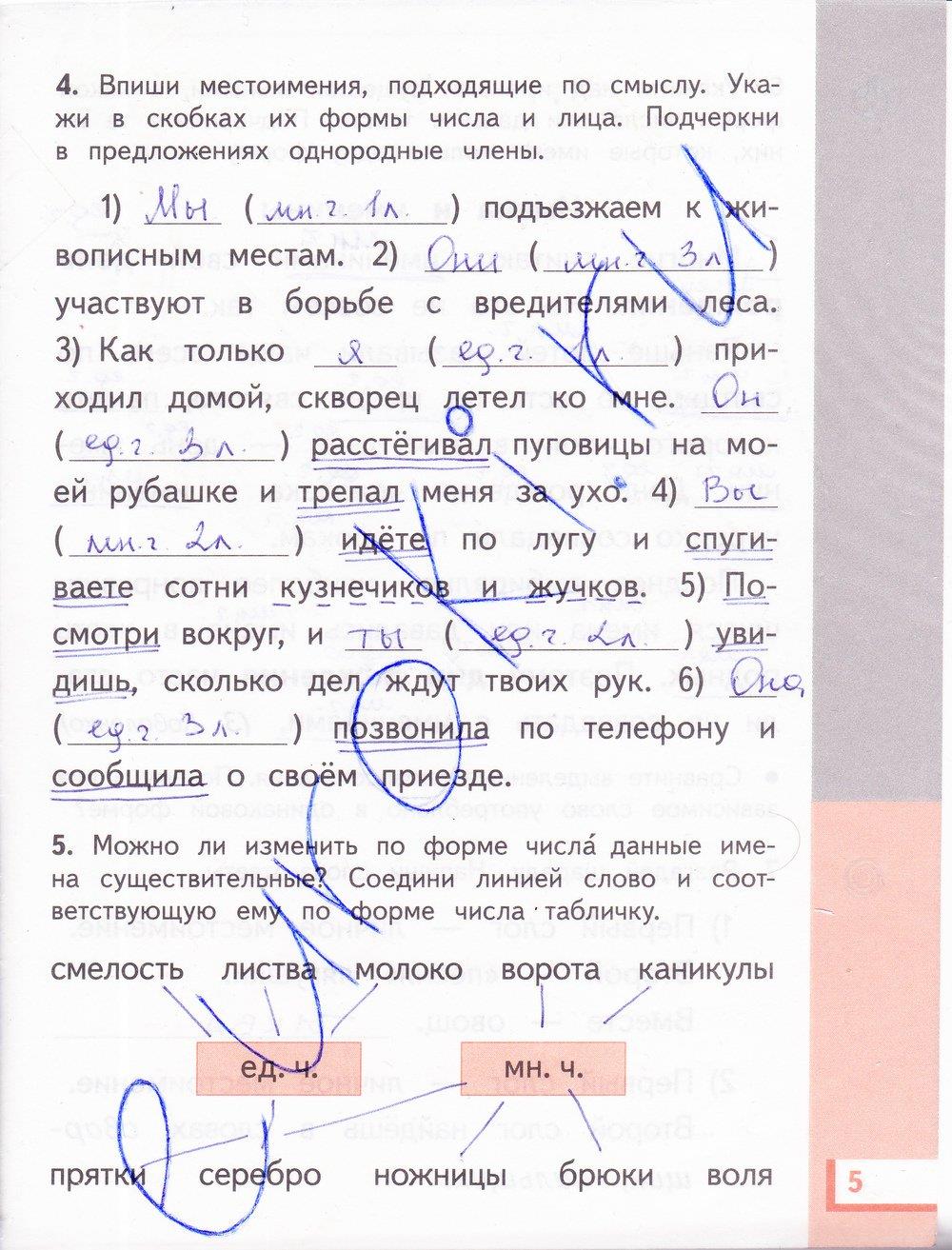 гдз 4 класс рабочая тетрадь часть 2 страница 5 русский язык Желтовская, Калинина