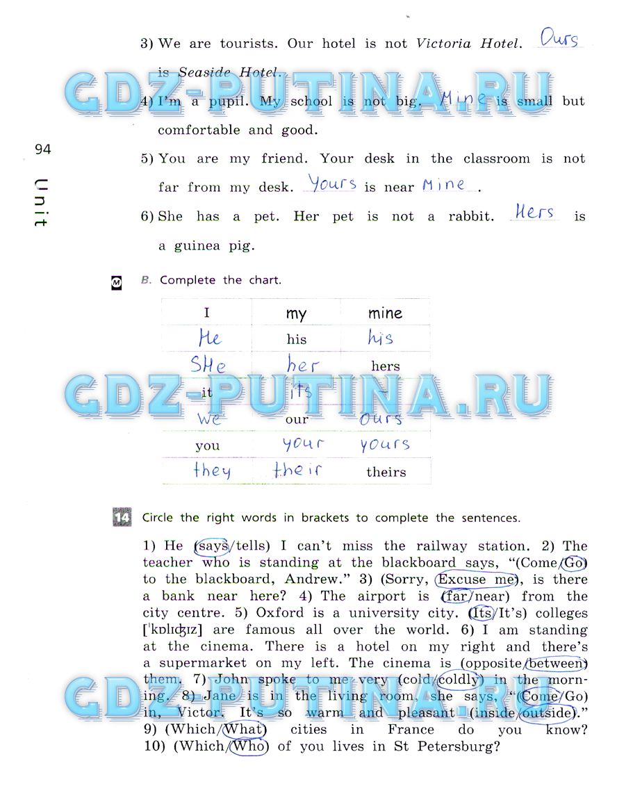 гдз 5 класс рабочая тетрадь страница 94 английский язык Афанасьева, Михеева