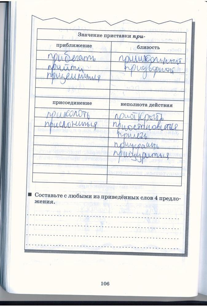 гдз 5 класс рабочая тетрадь страница 106 русский язык Бабайцева, Беднарская