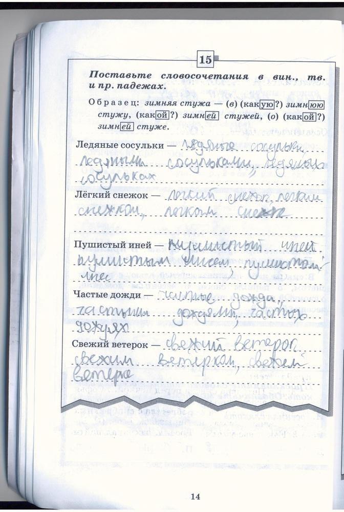 гдз 5 класс рабочая тетрадь страница 14 русский язык Бабайцева, Беднарская