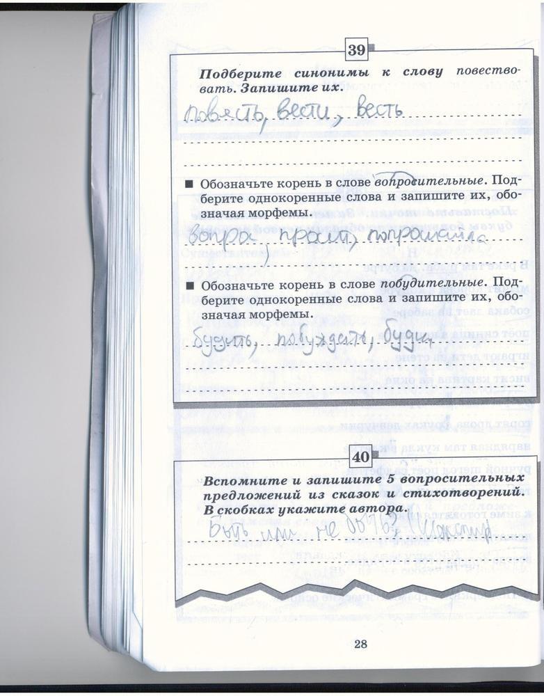 гдз 5 класс рабочая тетрадь страница 28 русский язык Бабайцева, Беднарская