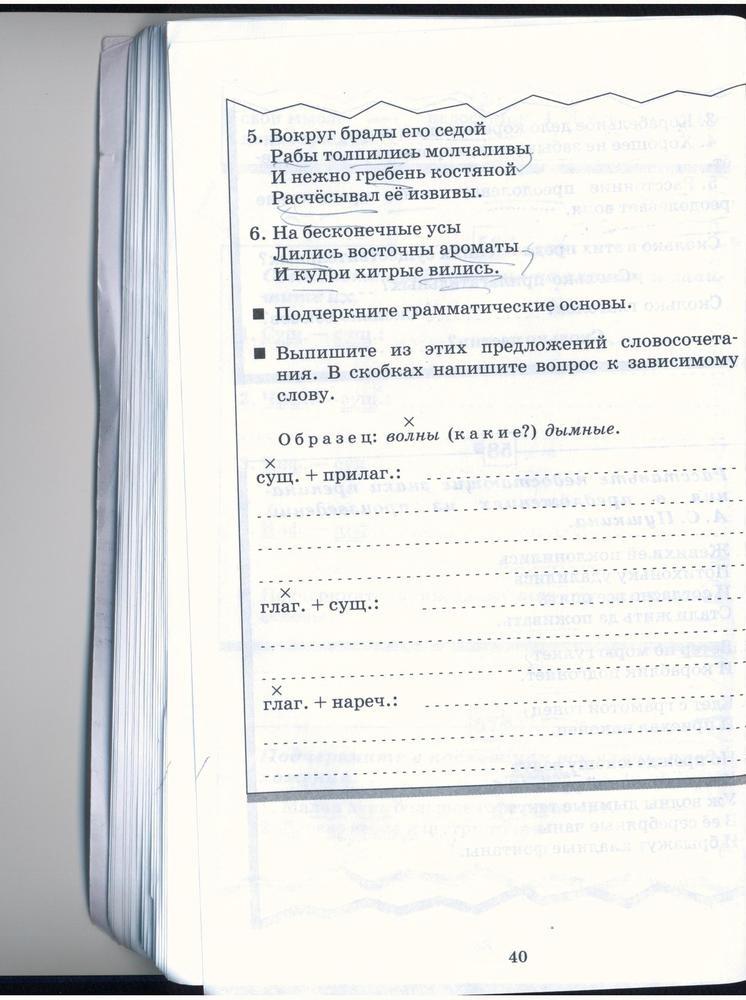 гдз 5 класс рабочая тетрадь страница 40 русский язык Бабайцева, Беднарская