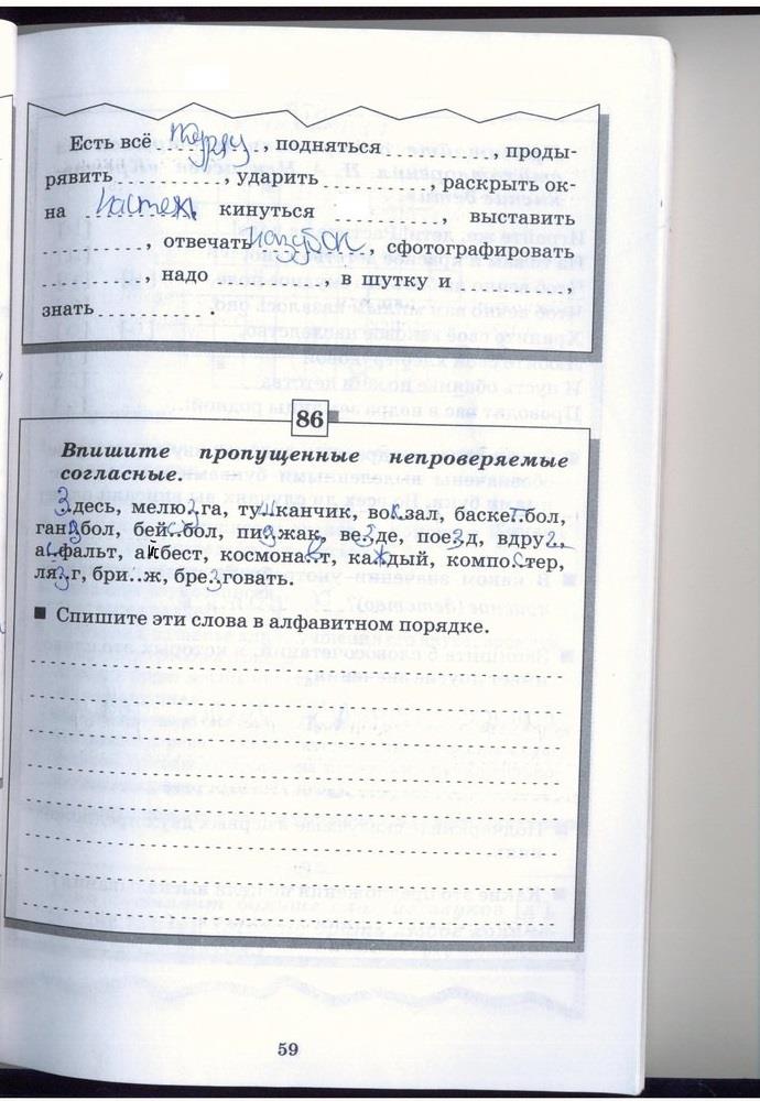 гдз 5 класс рабочая тетрадь страница 59 русский язык Бабайцева, Беднарская
