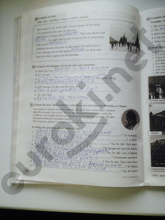 гдз 5 класс рабочая тетрадь страница 54 английский язык Биболетова, Трубанева