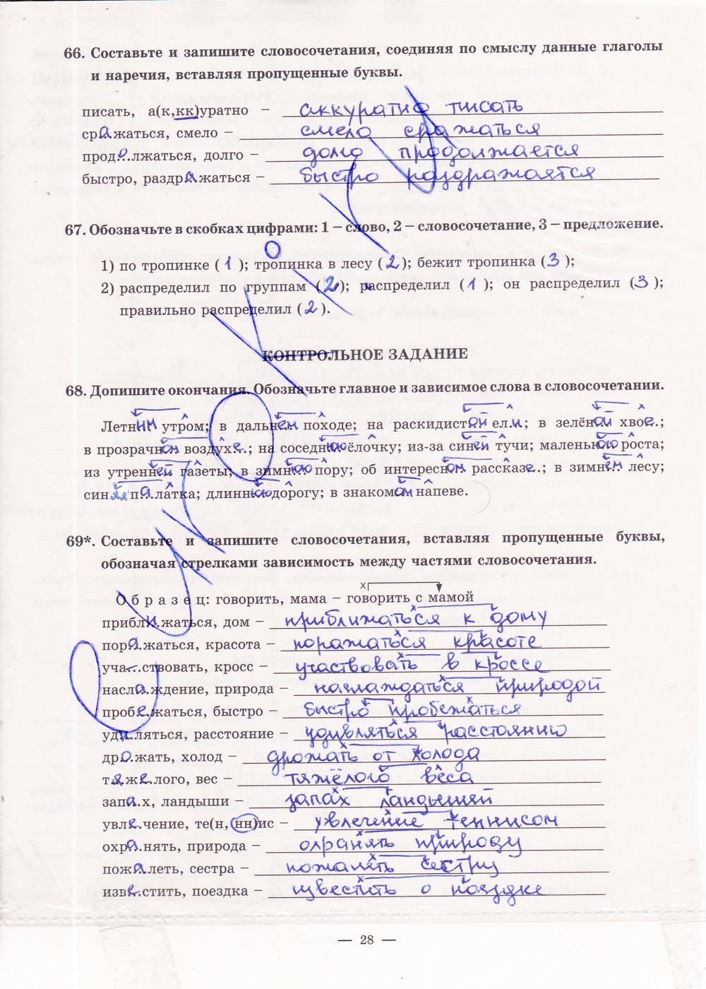 гдз 5 класс рабочая тетрадь часть 1 страница 28 русский язык Богданова