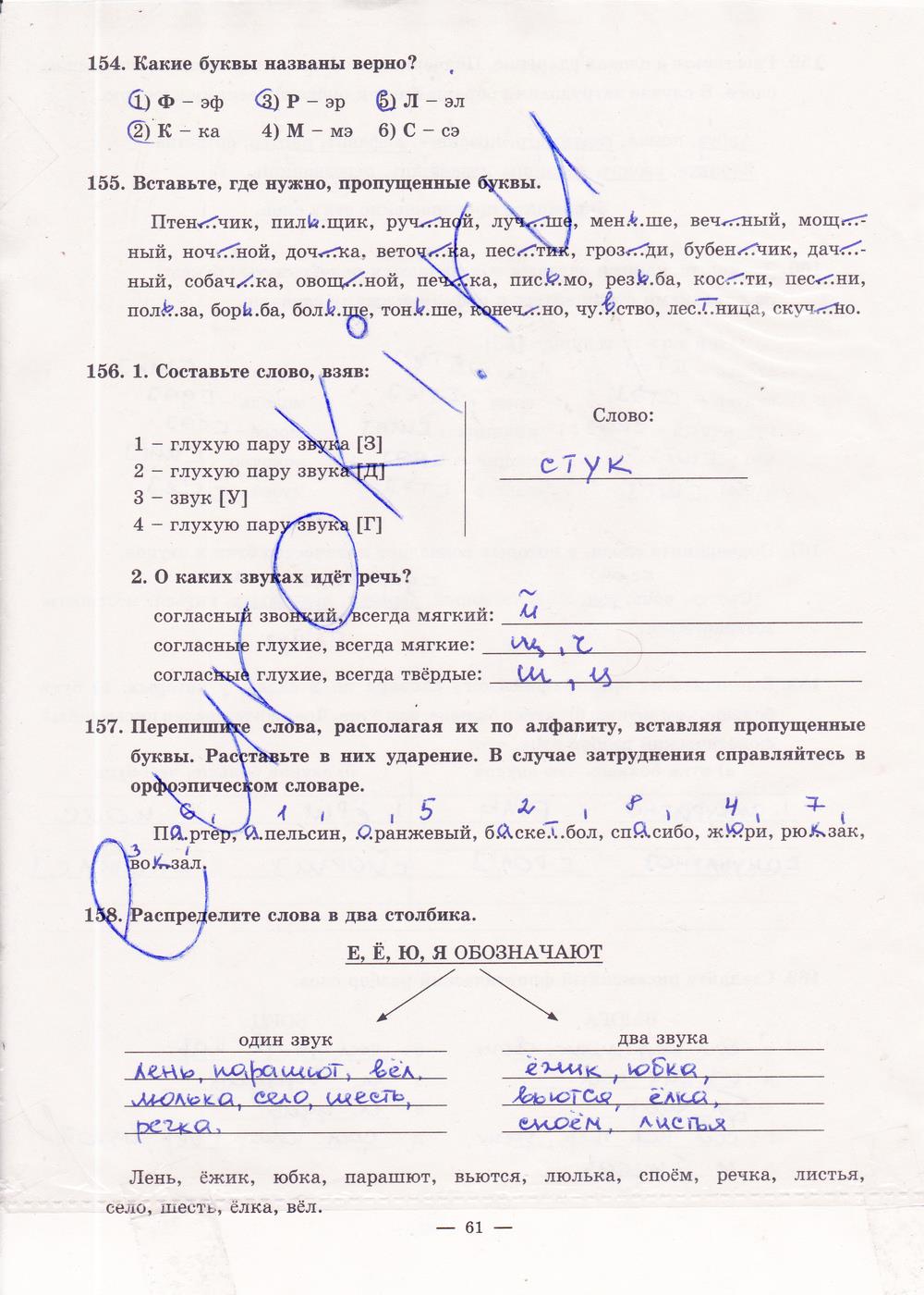 гдз 5 класс рабочая тетрадь часть 1 страница 61 русский язык Богданова