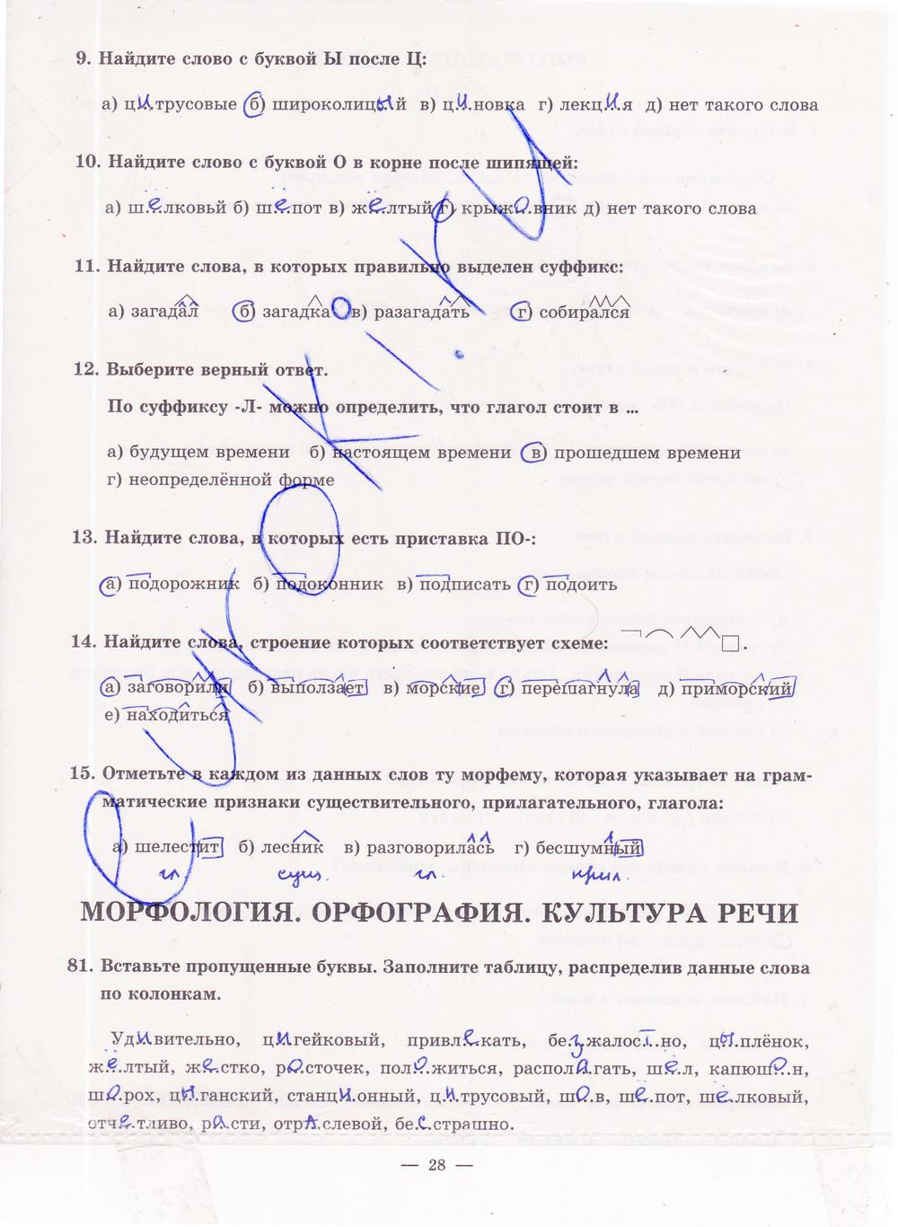 гдз 5 класс рабочая тетрадь часть 2 страница 28 русский язык Богданова