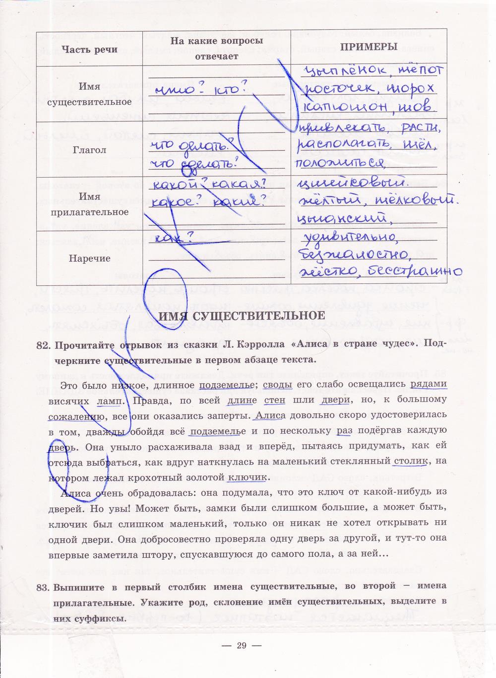 гдз 5 класс рабочая тетрадь часть 2 страница 29 русский язык Богданова