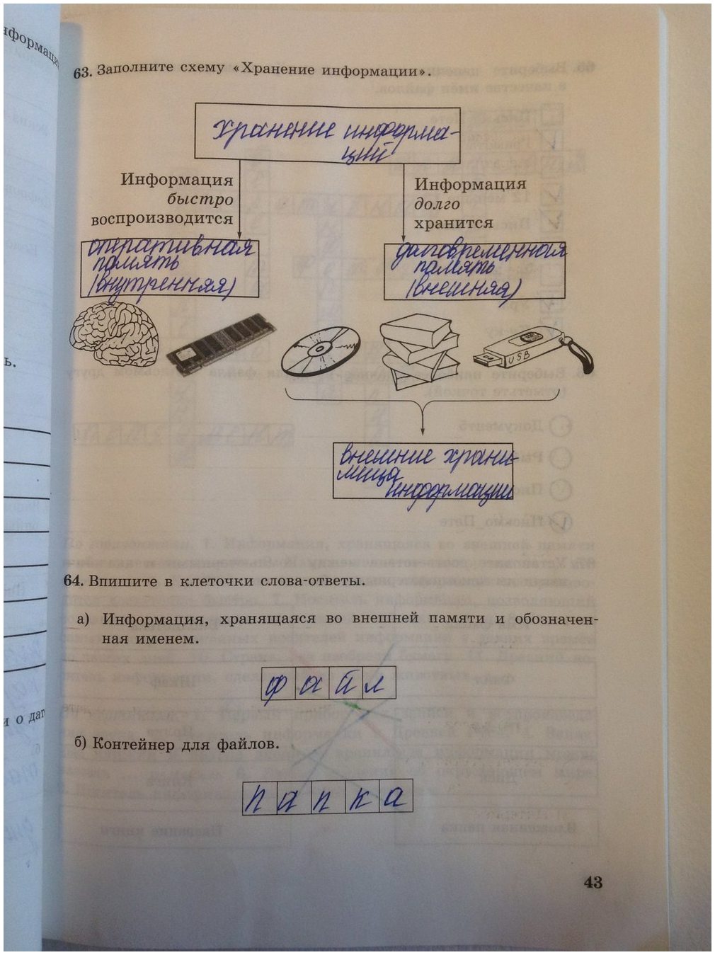 гдз 5 класс рабочая тетрадь страница 43 информатика Босова