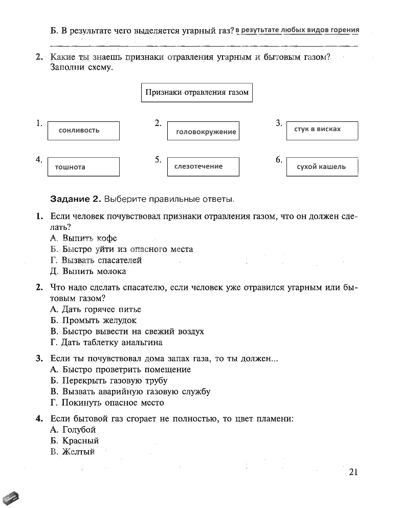 гдз 5 класс рабочая тетрадь страница 21 ОБЖ Драновская