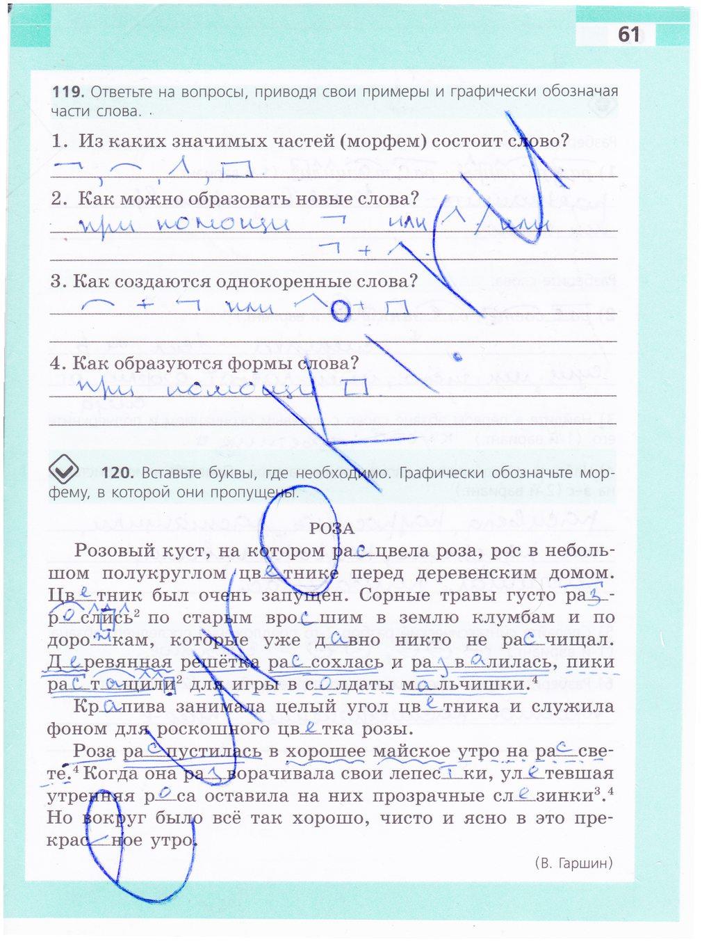 гдз 5 класс рабочая тетрадь страница 61 русский язык Ефремова