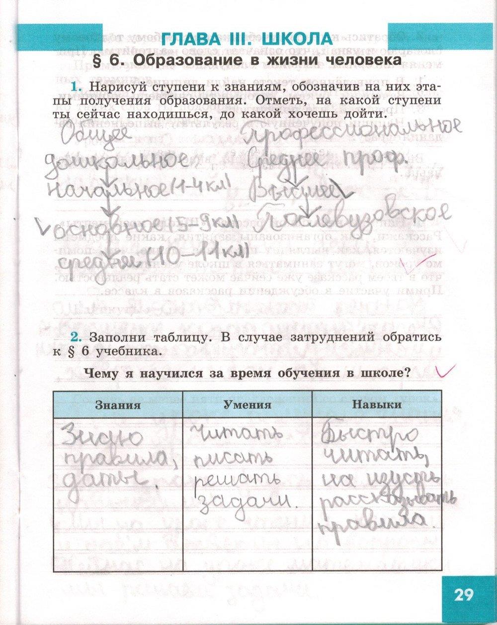 гдз 5 класс рабочая тетрадь страница 29 обществознание Иванова, Хотеенкова