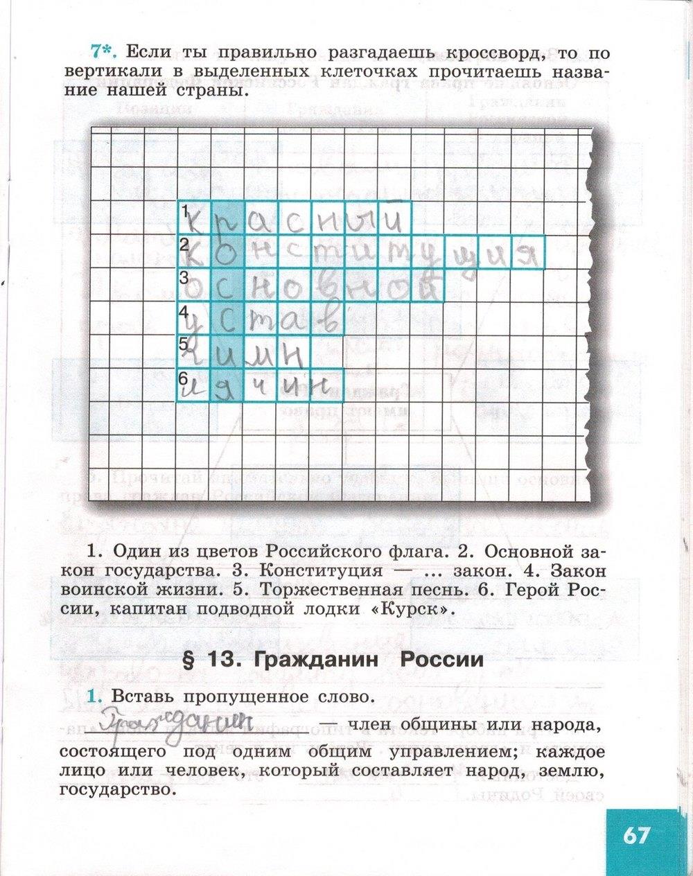 гдз 5 класс рабочая тетрадь страница 67 обществознание Иванова, Хотеенкова
