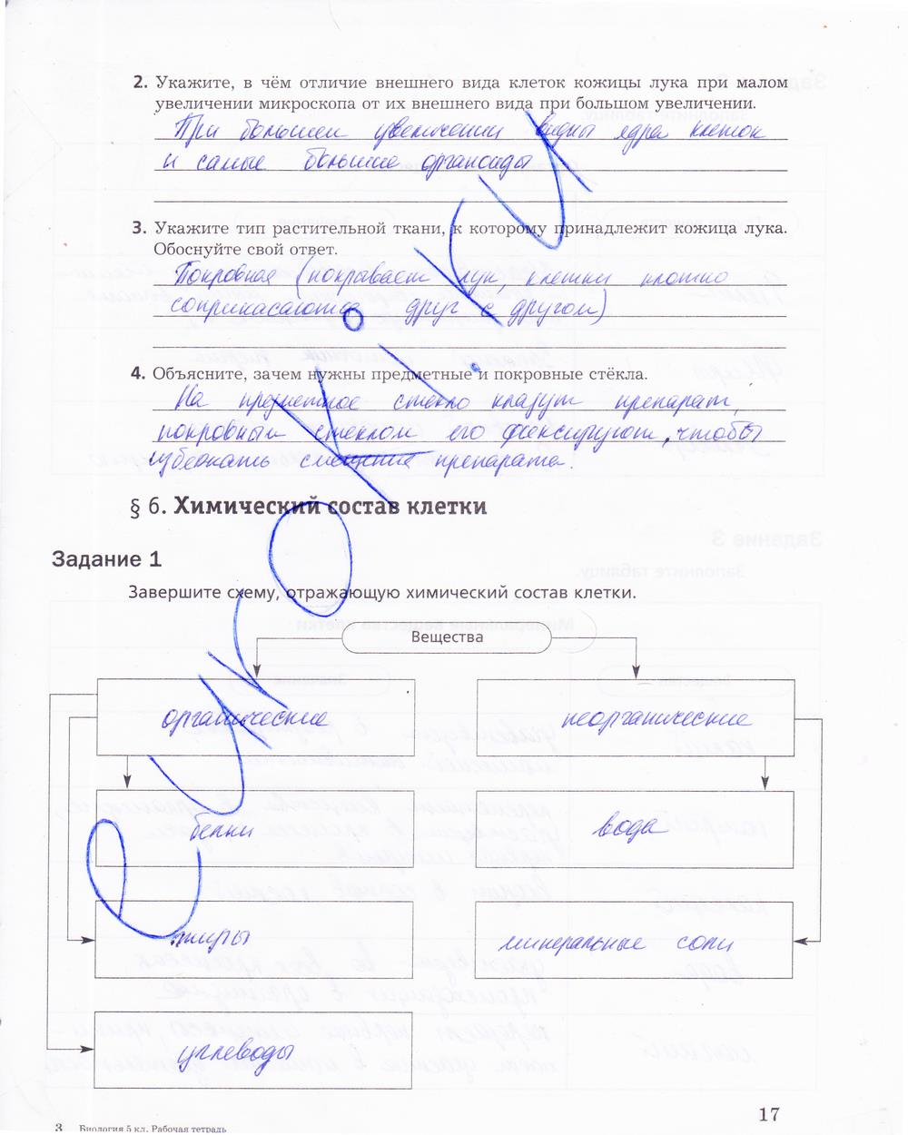 гдз 5 класс рабочая тетрадь страница 17 биология Корнилова, Николаев