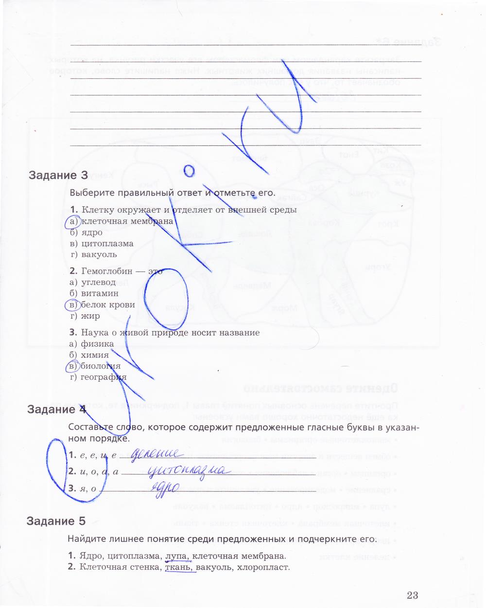 гдз 5 класс рабочая тетрадь страница 23 биология Корнилова, Николаев