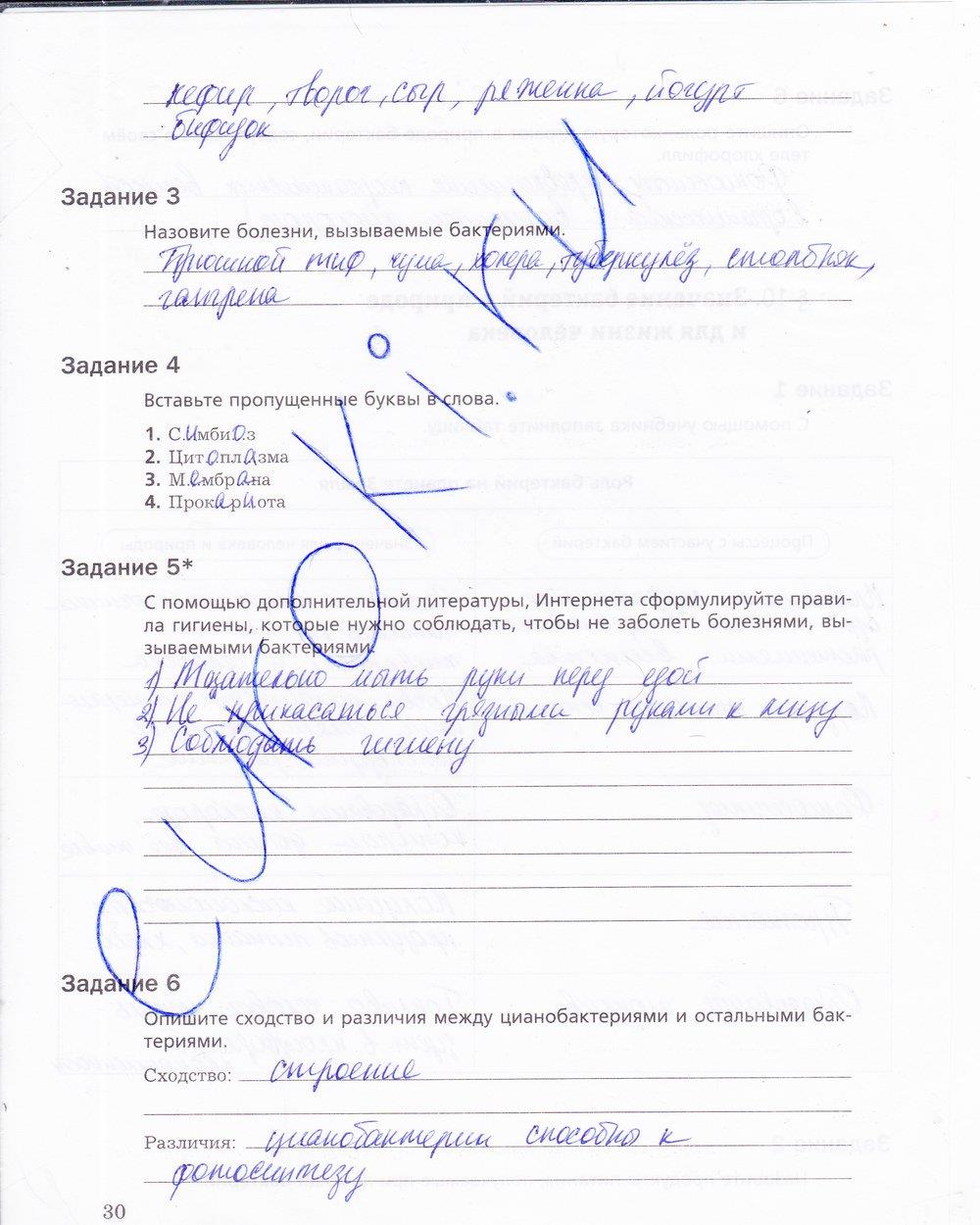 гдз 5 класс рабочая тетрадь страница 30 биология Корнилова, Николаев