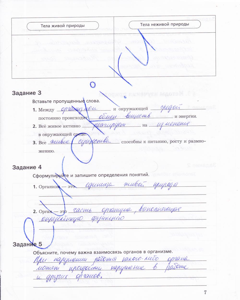 гдз 5 класс рабочая тетрадь страница 7 биология Корнилова, Николаев