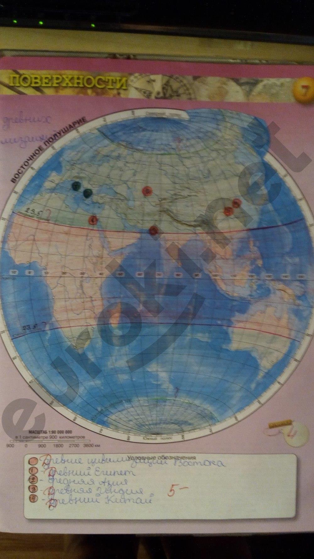 гдз 5 класс контурные карты страница 7 география Котляр