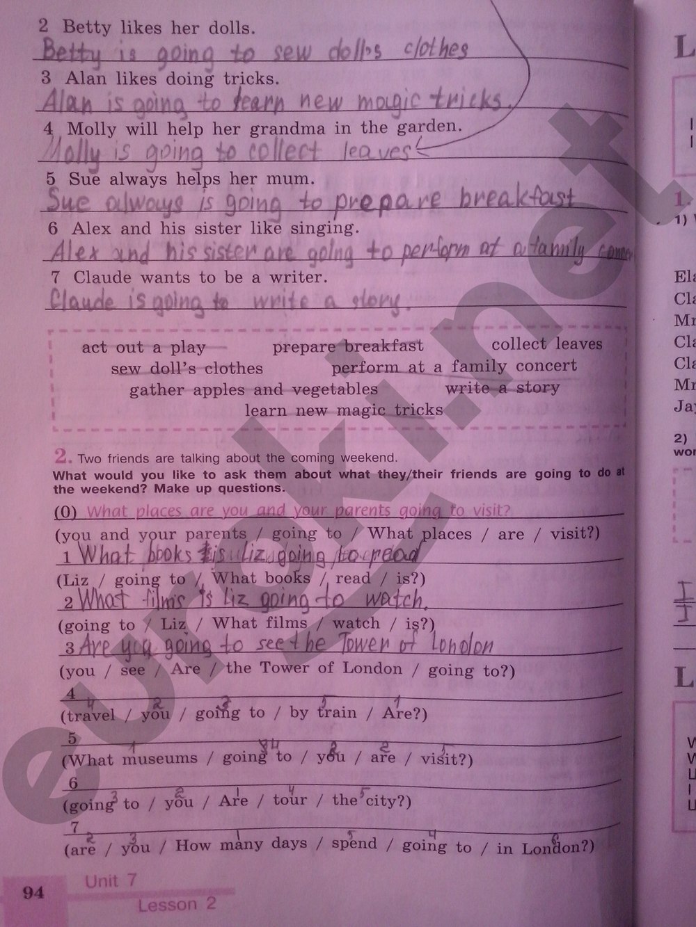 гдз 5 класс рабочая тетрадь страница 94 английский язык Кузовлев
