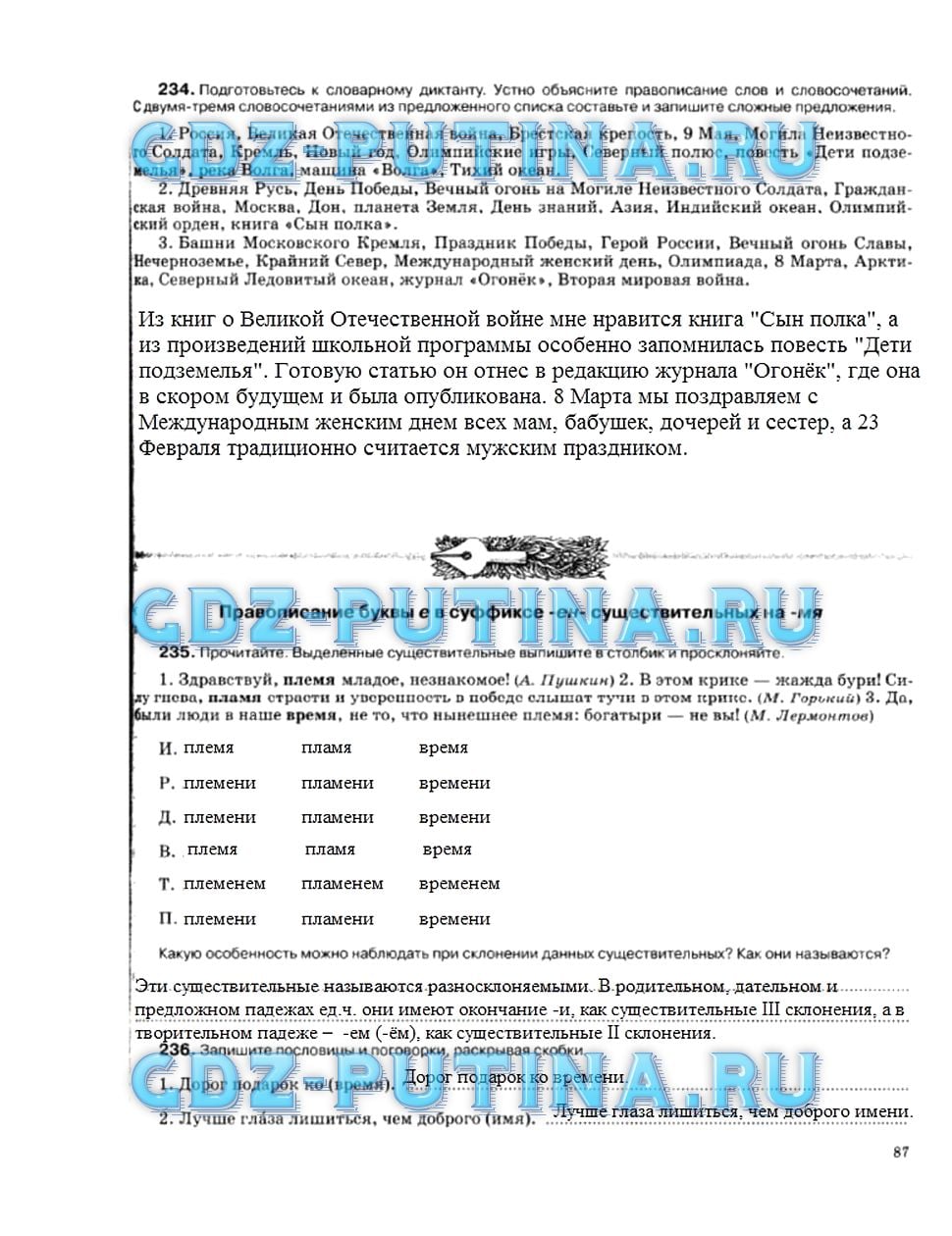 гдз 5 класс рабочая тетрадь страница 87 русский язык Ларионова