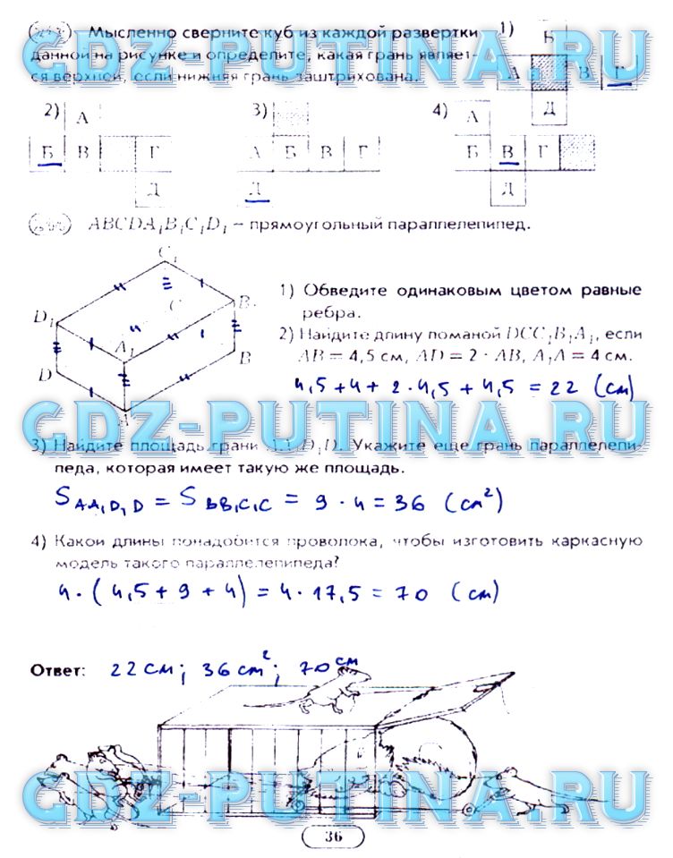 гдз 5 класс рабочая тетрадь часть 2 страница 36 математика Лебединцева, Беленкова