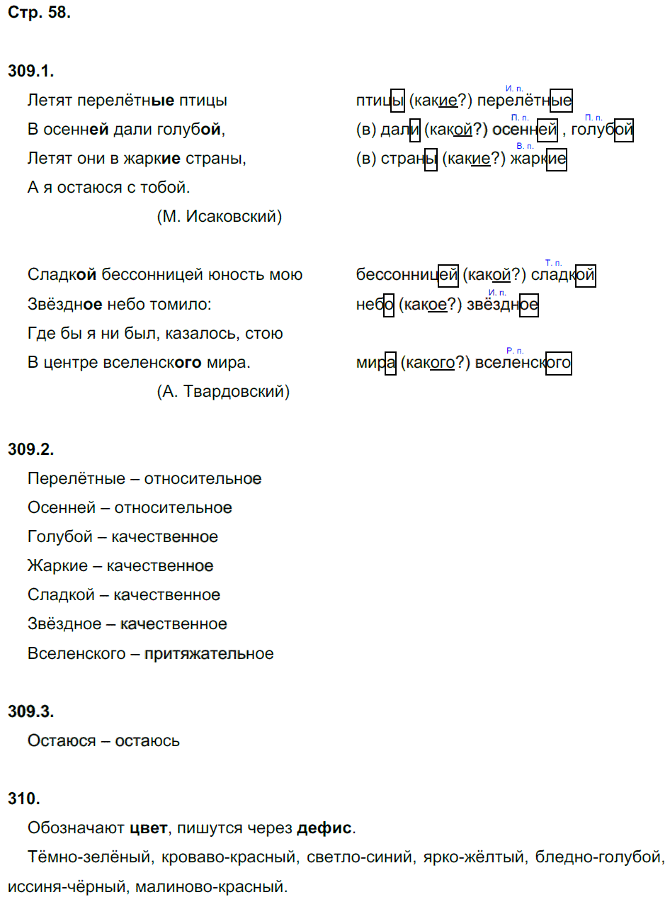 гдз 5 класс рабочая тетрадь часть 2 страница 58 русский язык Львов