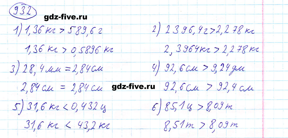 гдз 5 класс номер 932 математика Мерзляк, Полонский, Якир