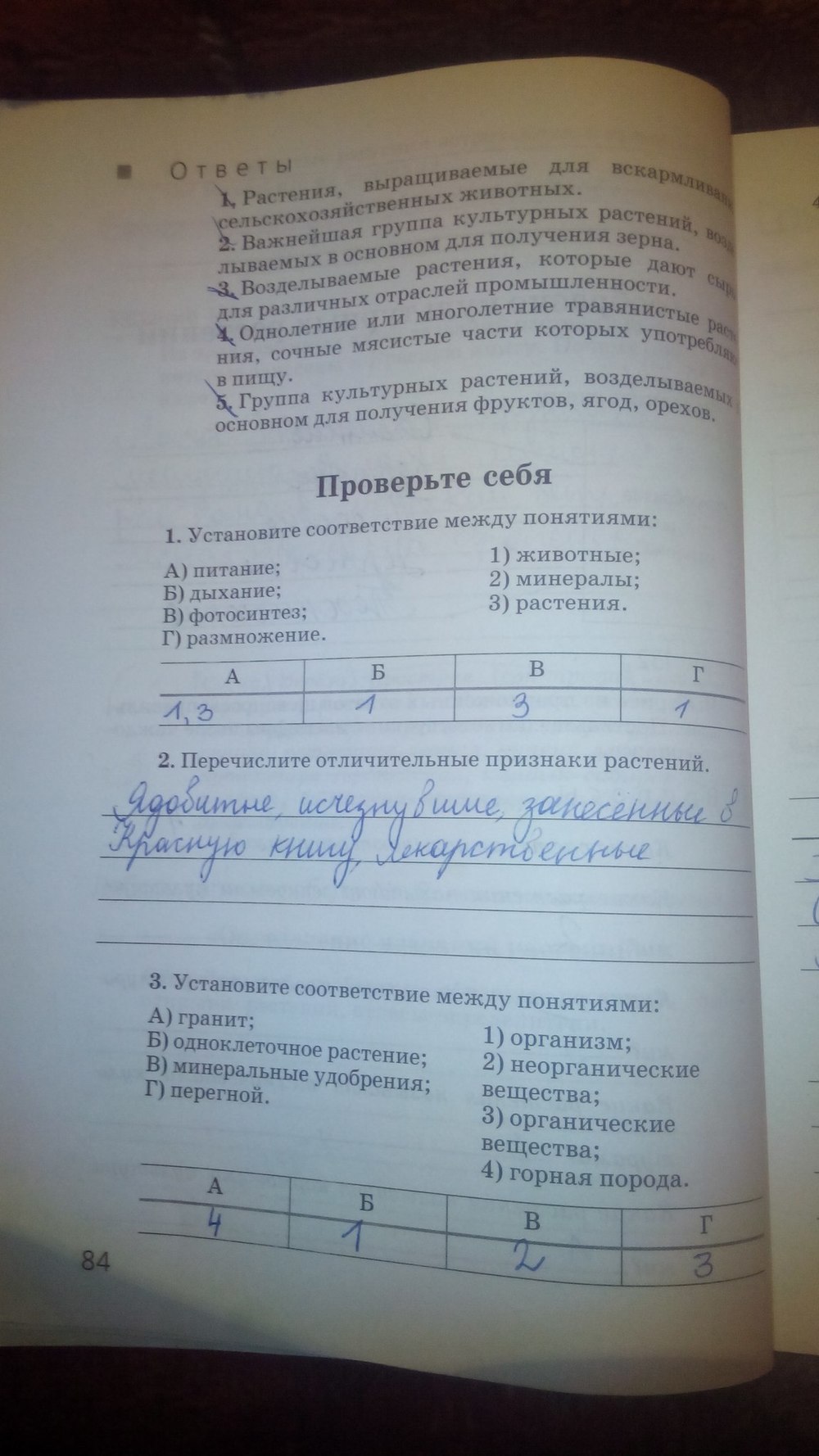 гдз 5 класс рабочая тетрадь страница 84 природоведение Пакулова, Иванова