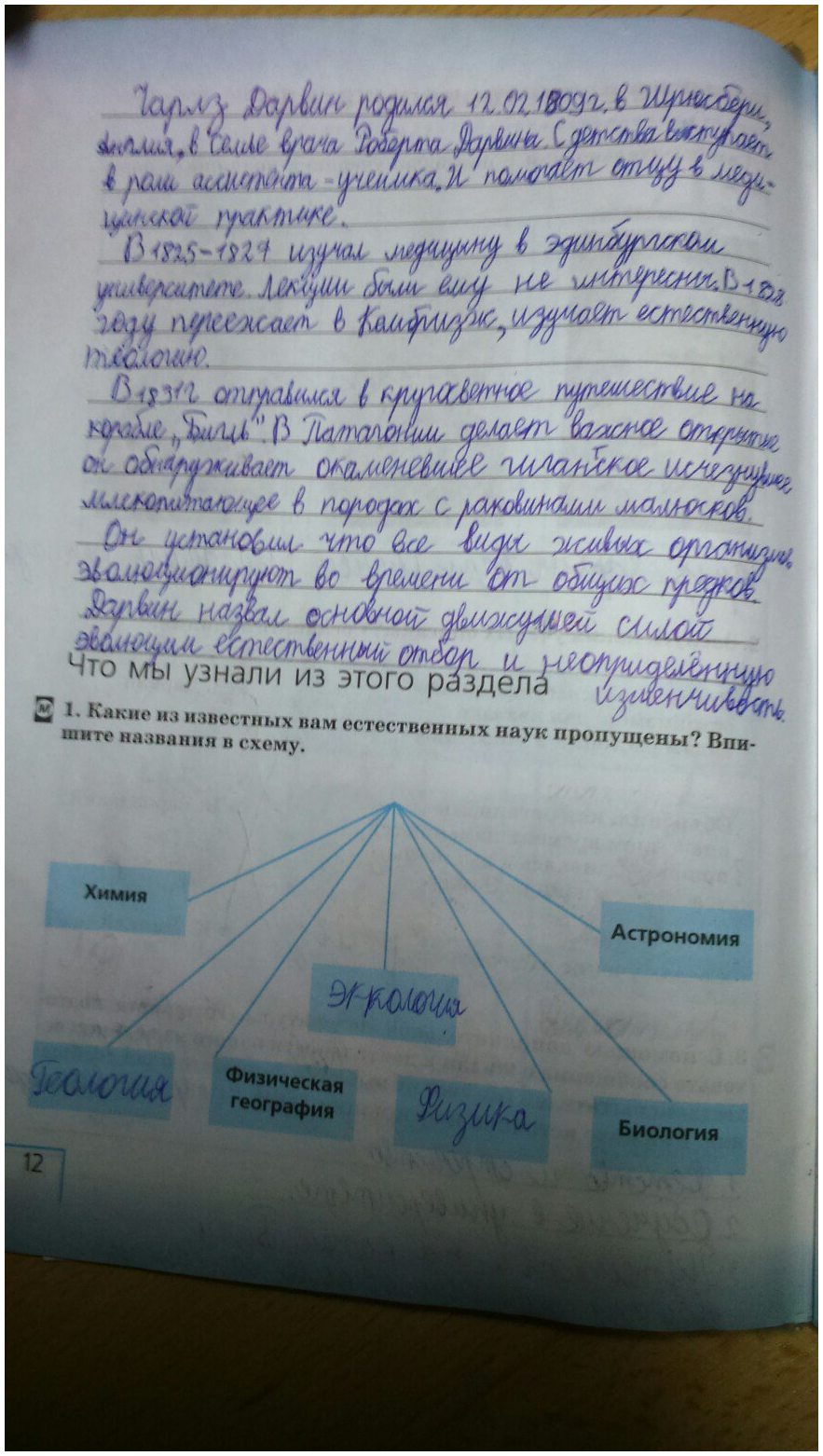 гдз 5 класс рабочая тетрадь страница 12 естествознание Плешаков, Сонин