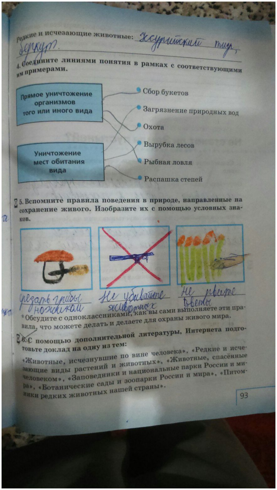 гдз 5 класс рабочая тетрадь страница 93 естествознание Плешаков, Сонин