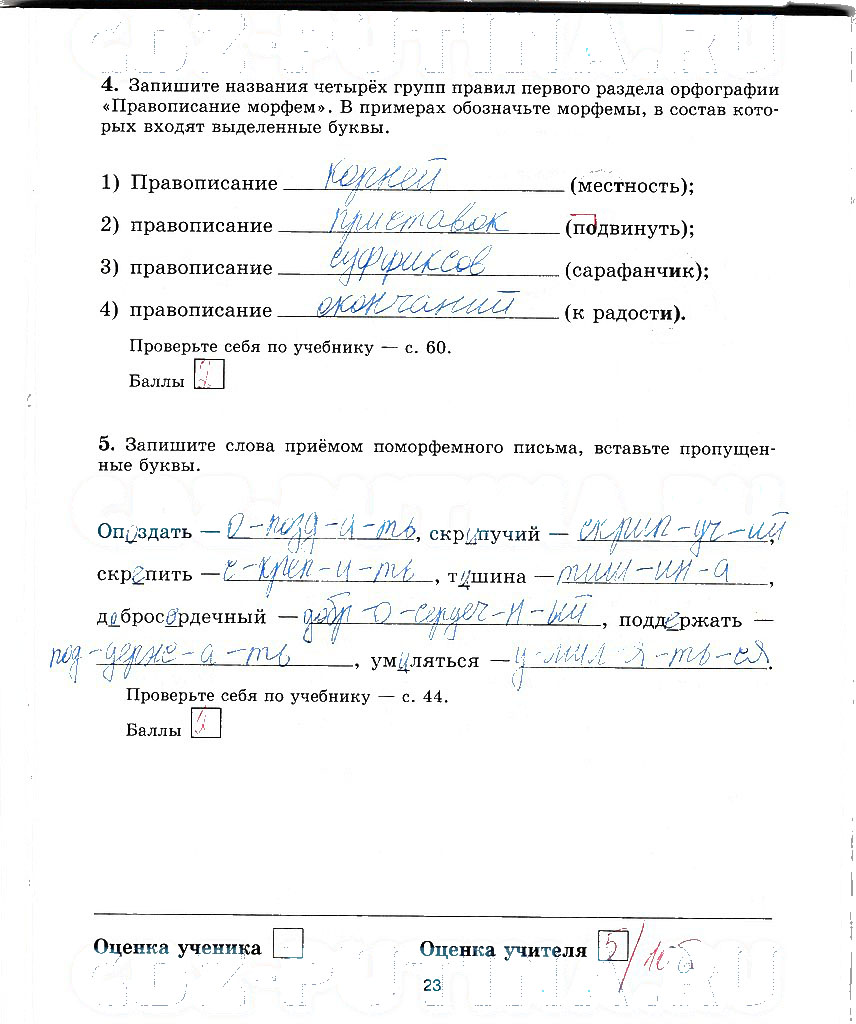 гдз 5 класс рабочая тетрадь страница 23 русский язык Прохватилина