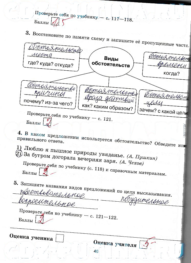 гдз 5 класс рабочая тетрадь страница 46 русский язык Прохватилина