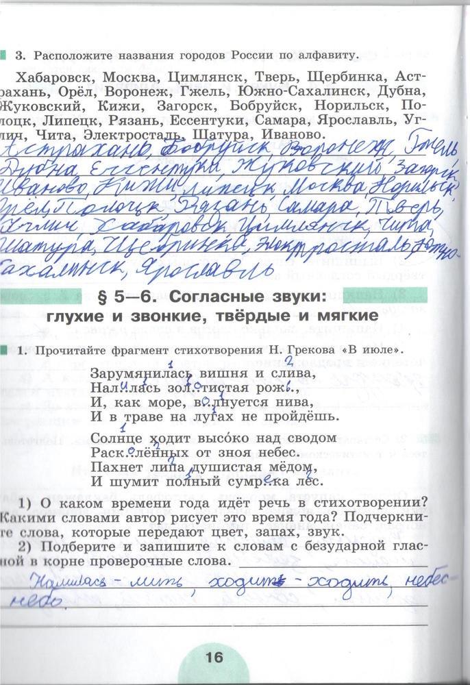 гдз 5 класс рабочая тетрадь часть 1 страница 16 русский язык Рыбченкова, Роговик