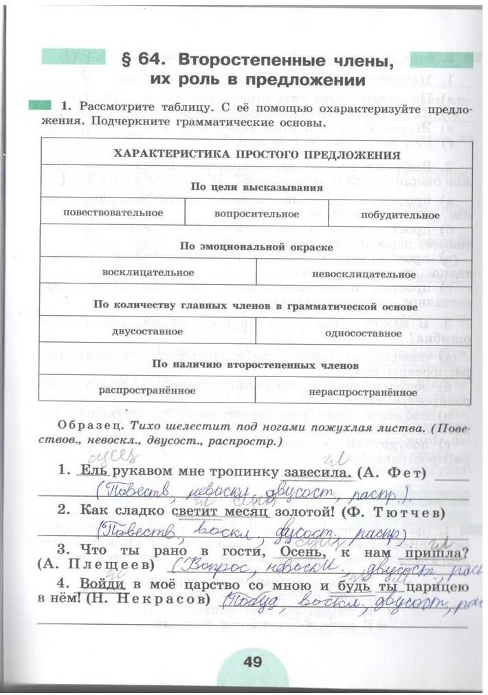 гдз 5 класс рабочая тетрадь часть 2 страница 49 русский язык Рыбченкова, Роговик