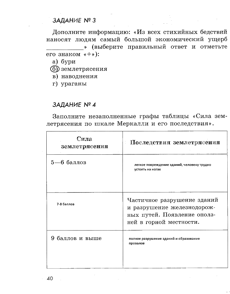 гдз 5 класс рабочая тетрадь страница 40 ОБЖ Смирнов, Хренников, Маслов