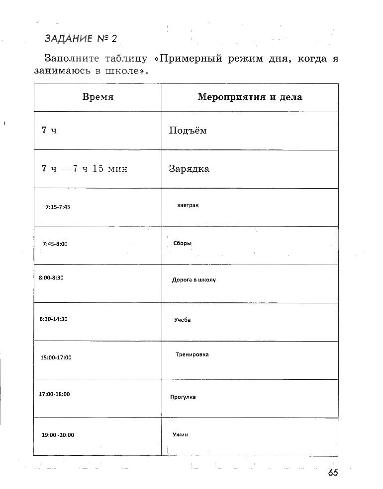 гдз 5 класс рабочая тетрадь страница 65 ОБЖ Смирнов, Хренников, Маслов