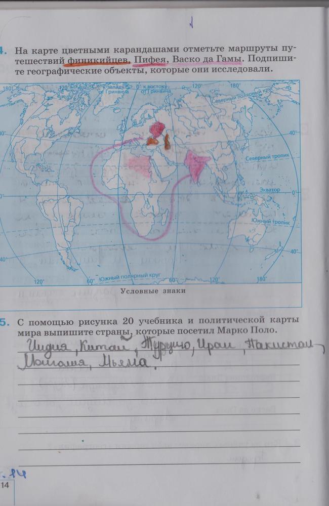 гдз 5 класс рабочая тетрадь страница 14 география Сонин, Курчина