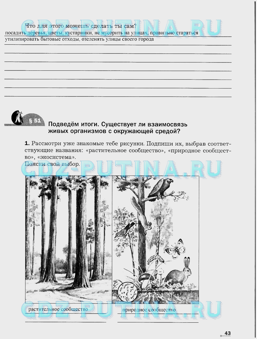 гдз 5 класс рабочая тетрадь часть 2 страница 43 биология Сухова, Строганов