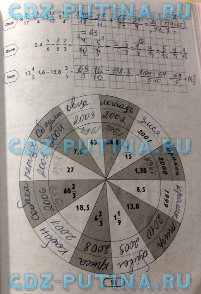 гдз 6 класс рабочая тетрадь часть 1 страница 91 математика Беленкова, Лебединцева