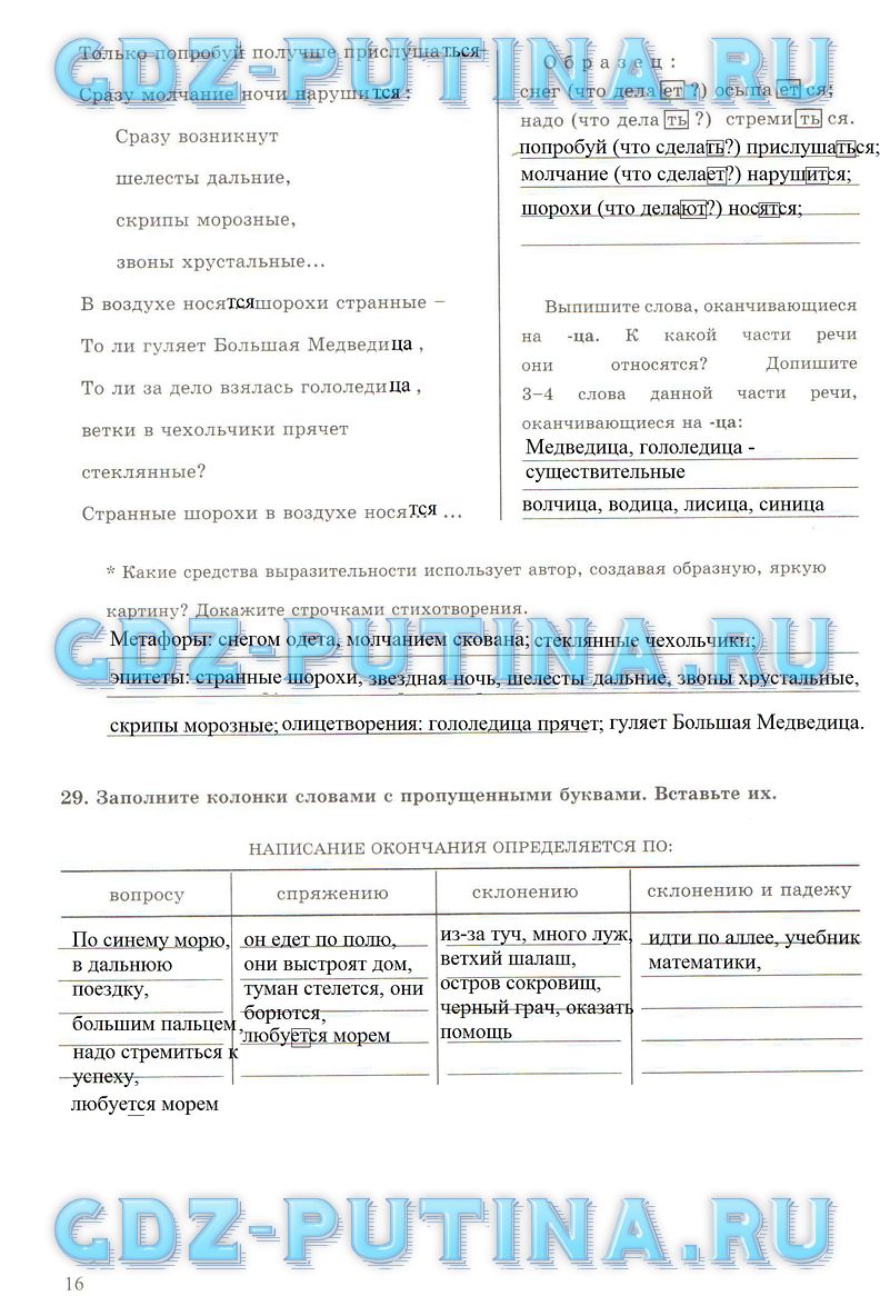 гдз 6 класс рабочая тетрадь часть 1 страница 16 русский язык Богданова