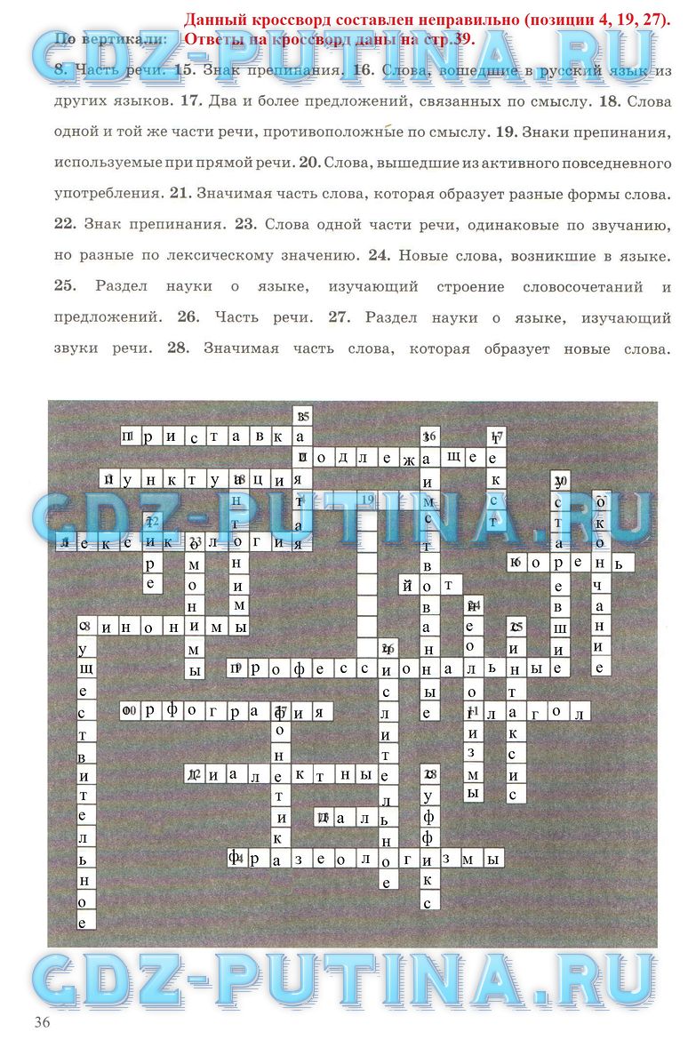 гдз 6 класс рабочая тетрадь часть 1 страница 36 русский язык Богданова