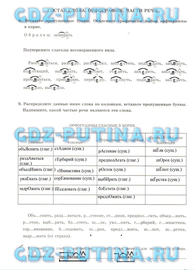 гдз 6 класс рабочая тетрадь часть 1 страница 7 русский язык Богданова