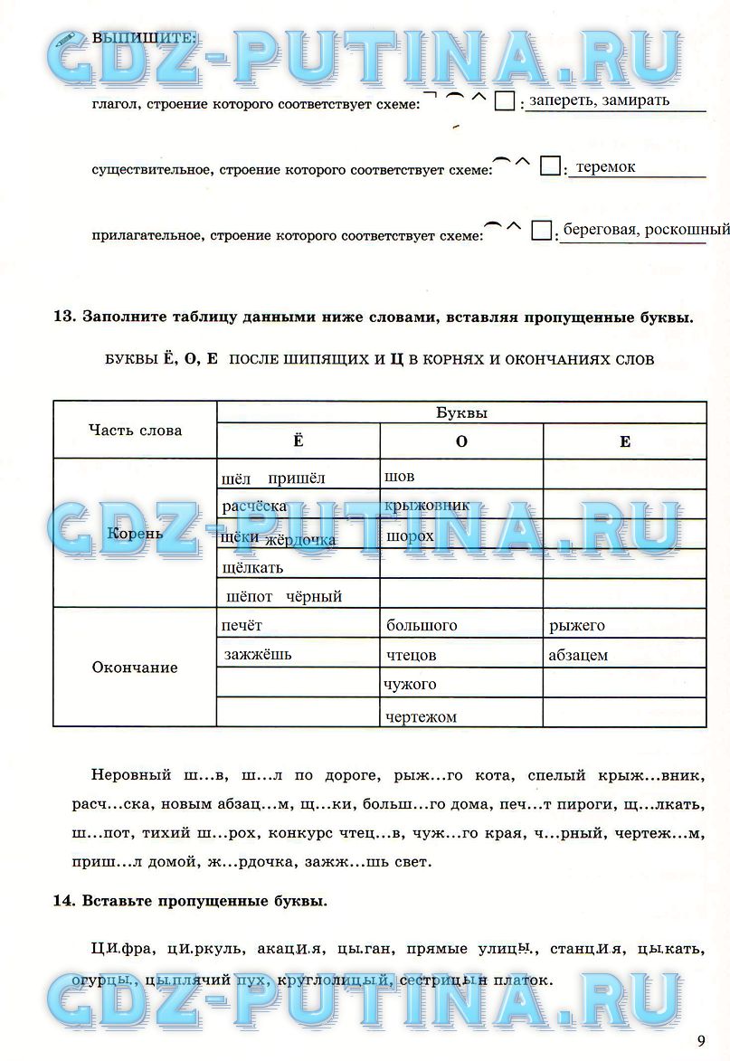 гдз 6 класс рабочая тетрадь часть 1 страница 9 русский язык Богданова