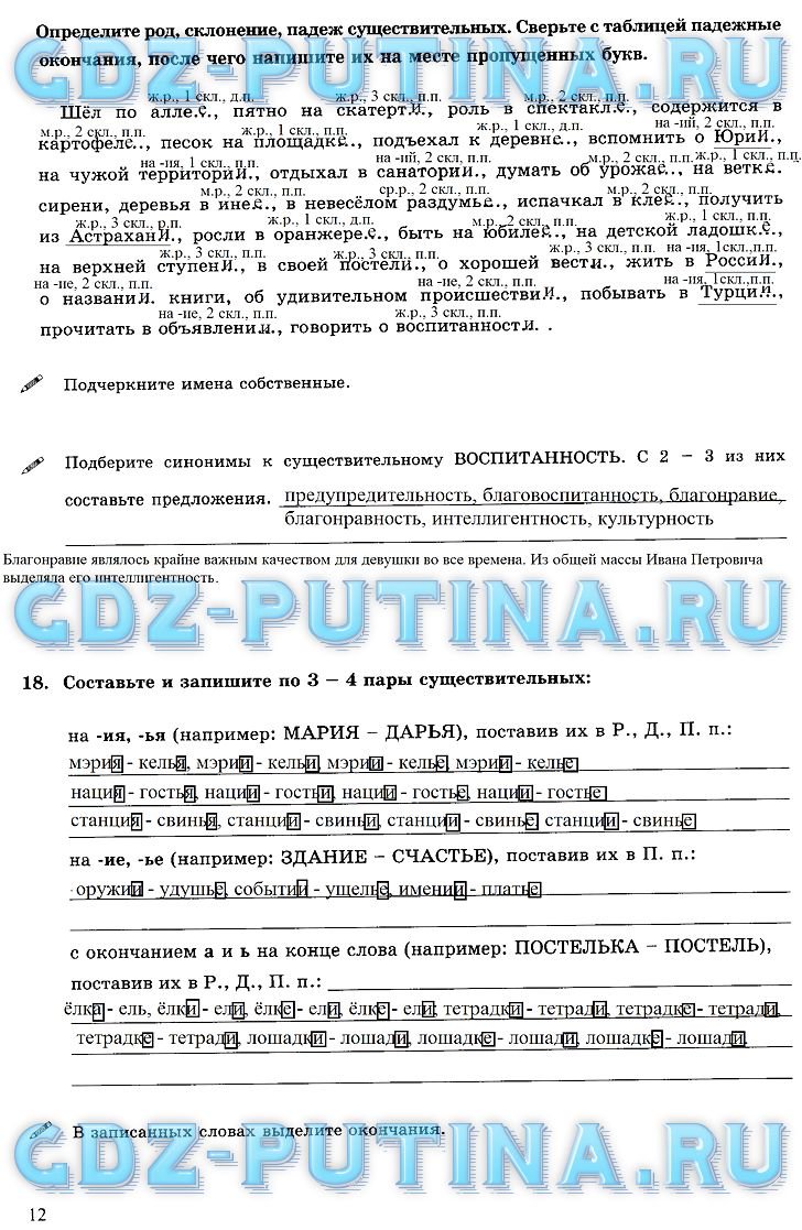 гдз 6 класс рабочая тетрадь часть 2 страница 12 русский язык Богданова