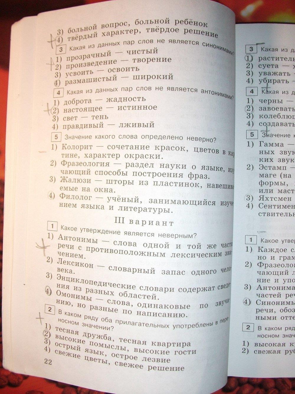 гдз 6 класс тестовые задания страница 22 русский язык Богданова