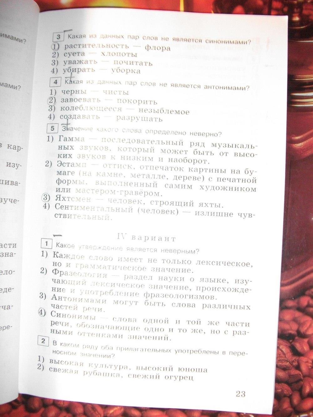 гдз 6 класс тестовые задания страница 23 русский язык Богданова