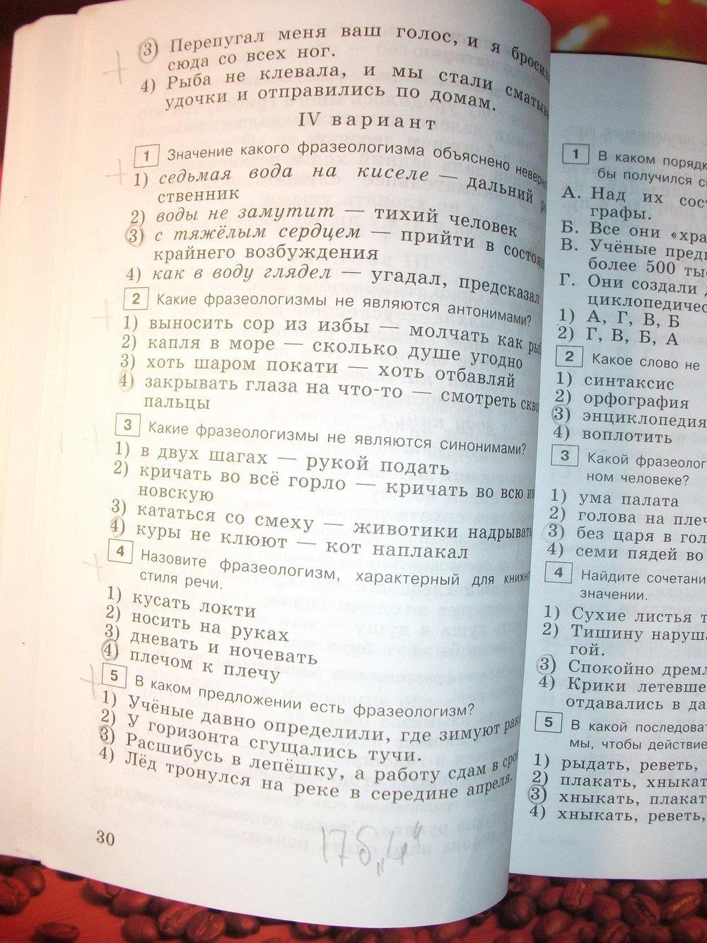 гдз 6 класс тестовые задания страница 30 русский язык Богданова